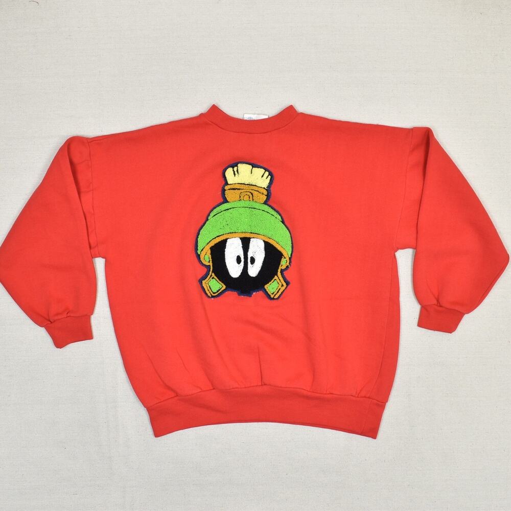 VTG American Characters Men's Sweatshirt Marvin the Martian Looney Tunes Red L